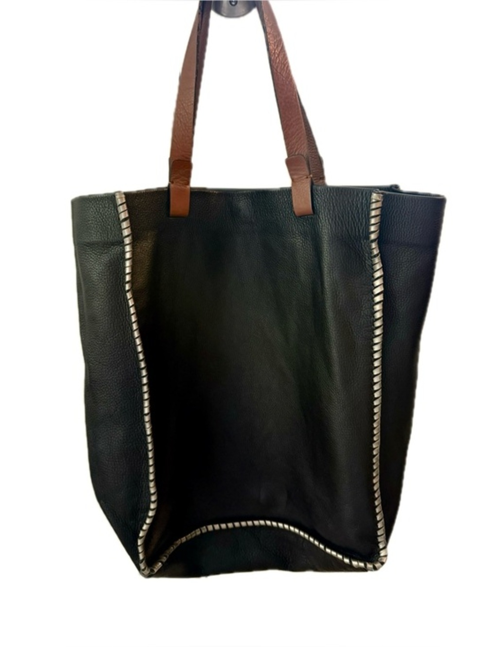 Lucky Brand Metallic Corded Leather Tote in Black